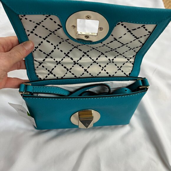 NWT Kate Spade Newbury Lane Sally crossbody bag in turquoise saffiano leather - Picture 3 of 4